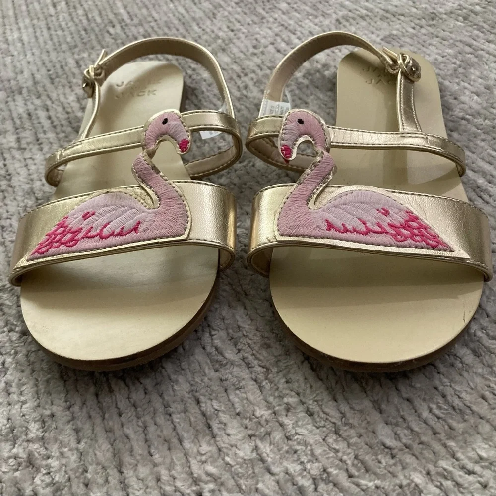Janie‎ and Jack Flamingo Gold Sandals Size 13 Toddler Girls Summer Shoes